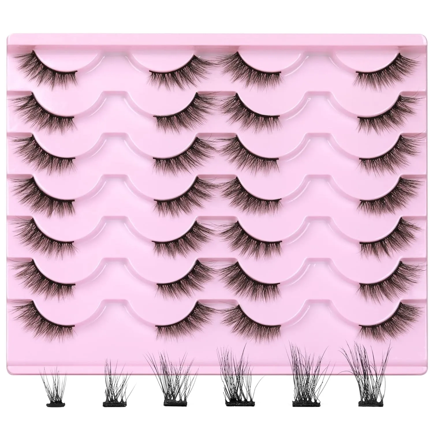 Wispy Cat Eye Faux Mink Lashes - 14 Pairs Natural Volume Multipack
