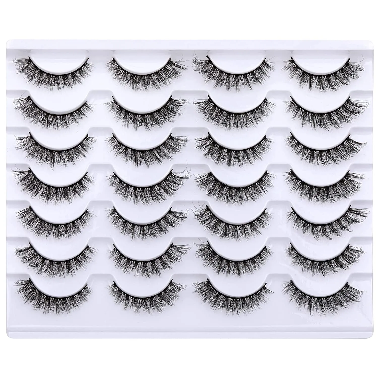Wispy Cat Eye Faux Mink Lashes - 14 Pairs Natural Volume Multipack