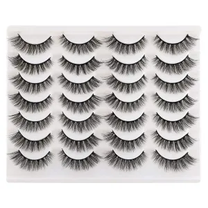 Wispy Cat Eye Faux Mink Lashes - 14 Pairs Natural Volume Multipack