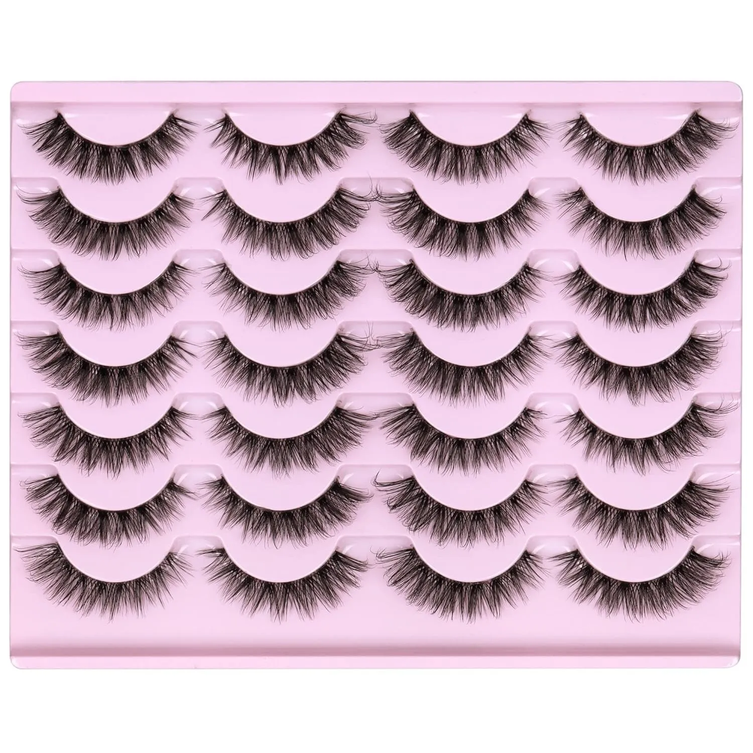 Wispy Cat Eye Faux Mink Lashes - 14 Pairs Natural Volume Multipack
