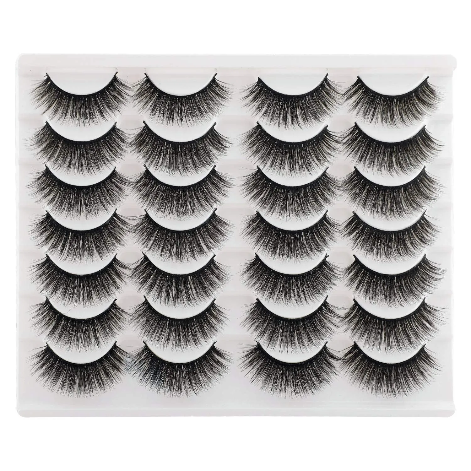 Wispy Cat Eye Faux Mink Lashes - 14 Pairs Natural Volume Multipack