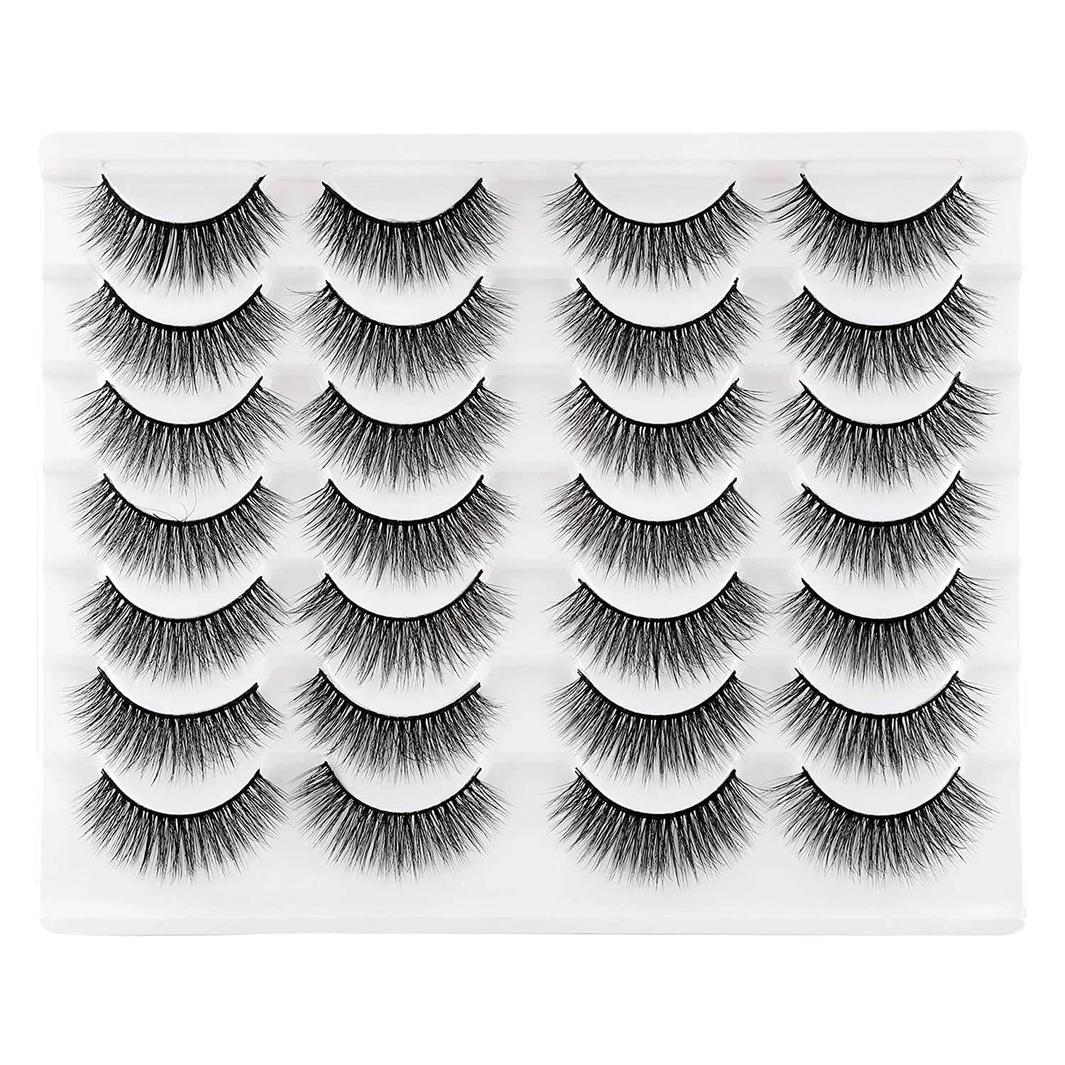 Wispy Cat Eye Faux Mink Lashes - 14 Pairs Natural Volume Multipack