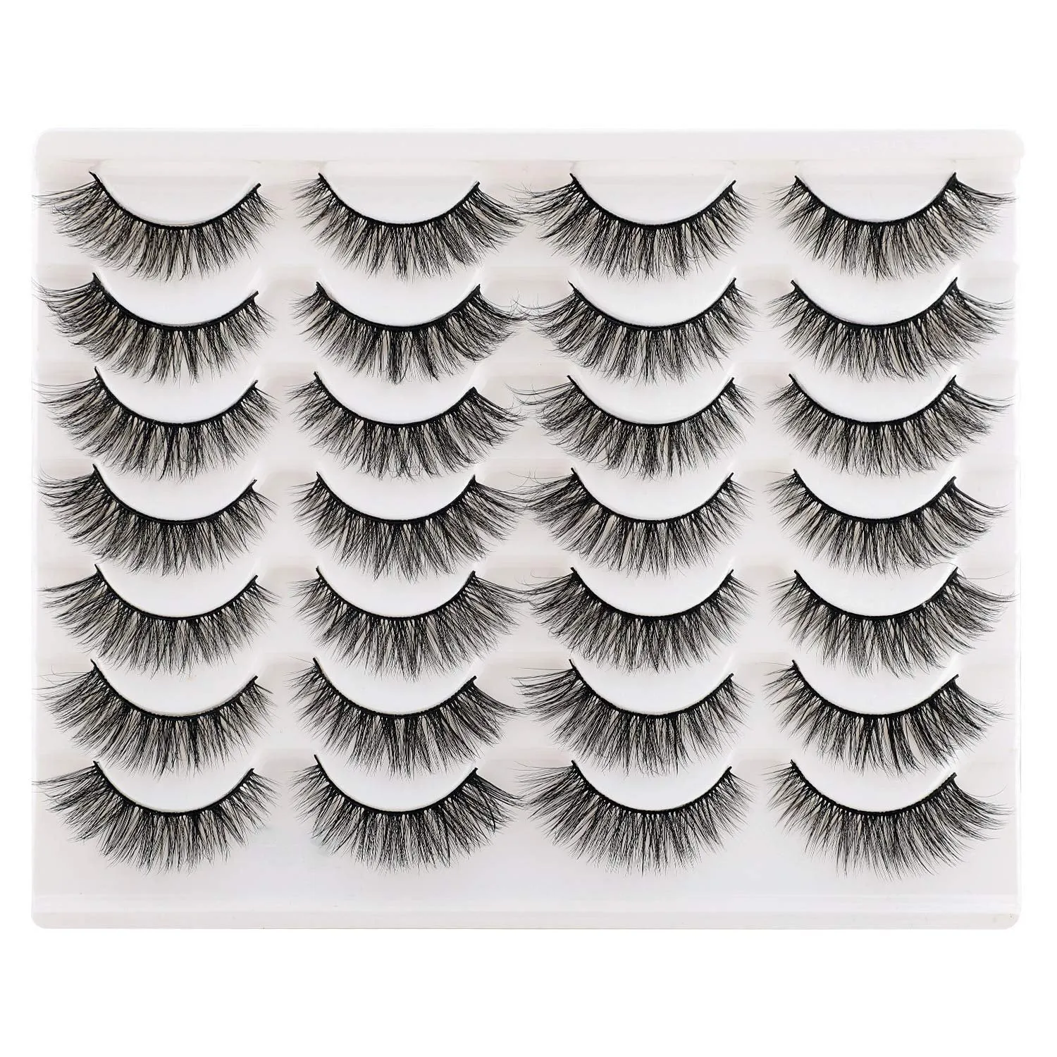 Wispy Cat Eye Faux Mink Lashes - 14 Pairs Natural Volume Multipack