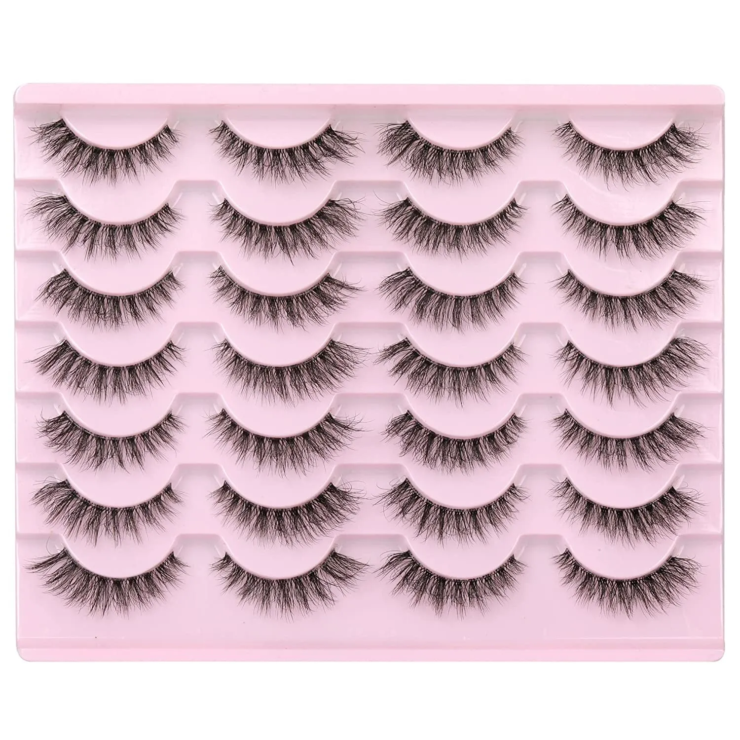 Wispy Cat Eye Faux Mink Lashes - 14 Pairs Natural Volume Multipack
