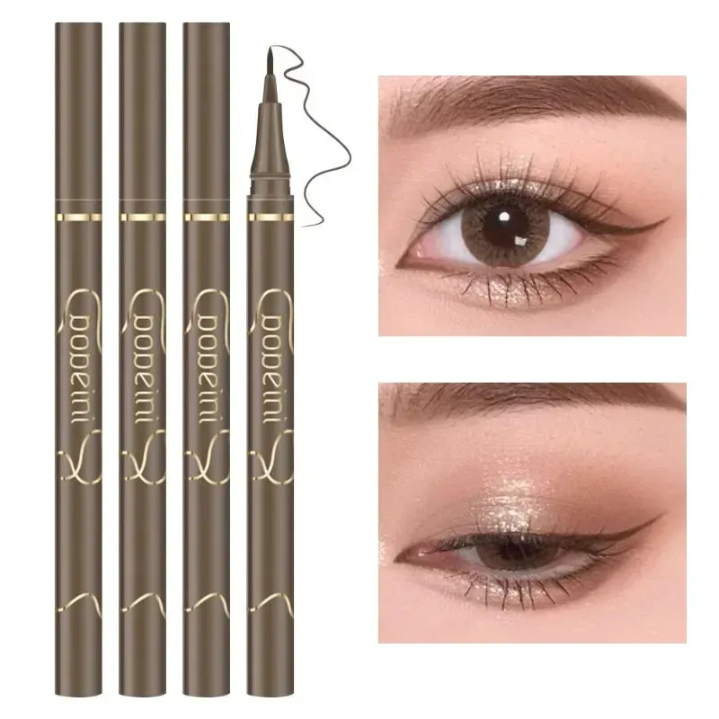 Yeknu Waterproof Quick Dry Liquid Eyeliner Pen Lasting Lying Silkworm Eyeliner Pencil Ultra-fine Matte Black Brown Beauty Eyes Makeup