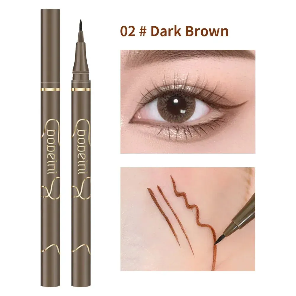 Yeknu Waterproof Quick Dry Liquid Eyeliner Pen Lasting Lying Silkworm Eyeliner Pencil Ultra-fine Matte Black Brown Beauty Eyes Makeup