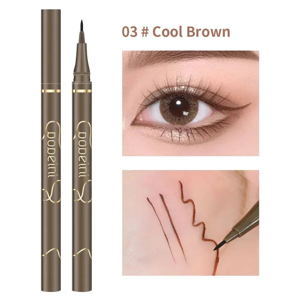 Yeknu Waterproof Quick Dry Liquid Eyeliner Pen Lasting Lying Silkworm Eyeliner Pencil Ultra-fine Matte Black Brown Beauty Eyes Makeup