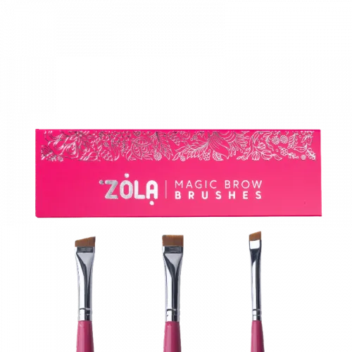 ZOLA PROFESSIONAL SET OF EYEBROW BRUSHES MAGIC BROW BRUSHES RASPBERRY 04951