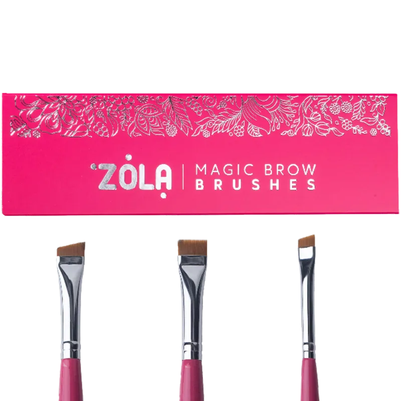 ZOLA PROFESSIONAL SET OF EYEBROW BRUSHES MAGIC BROW BRUSHES RASPBERRY 04951